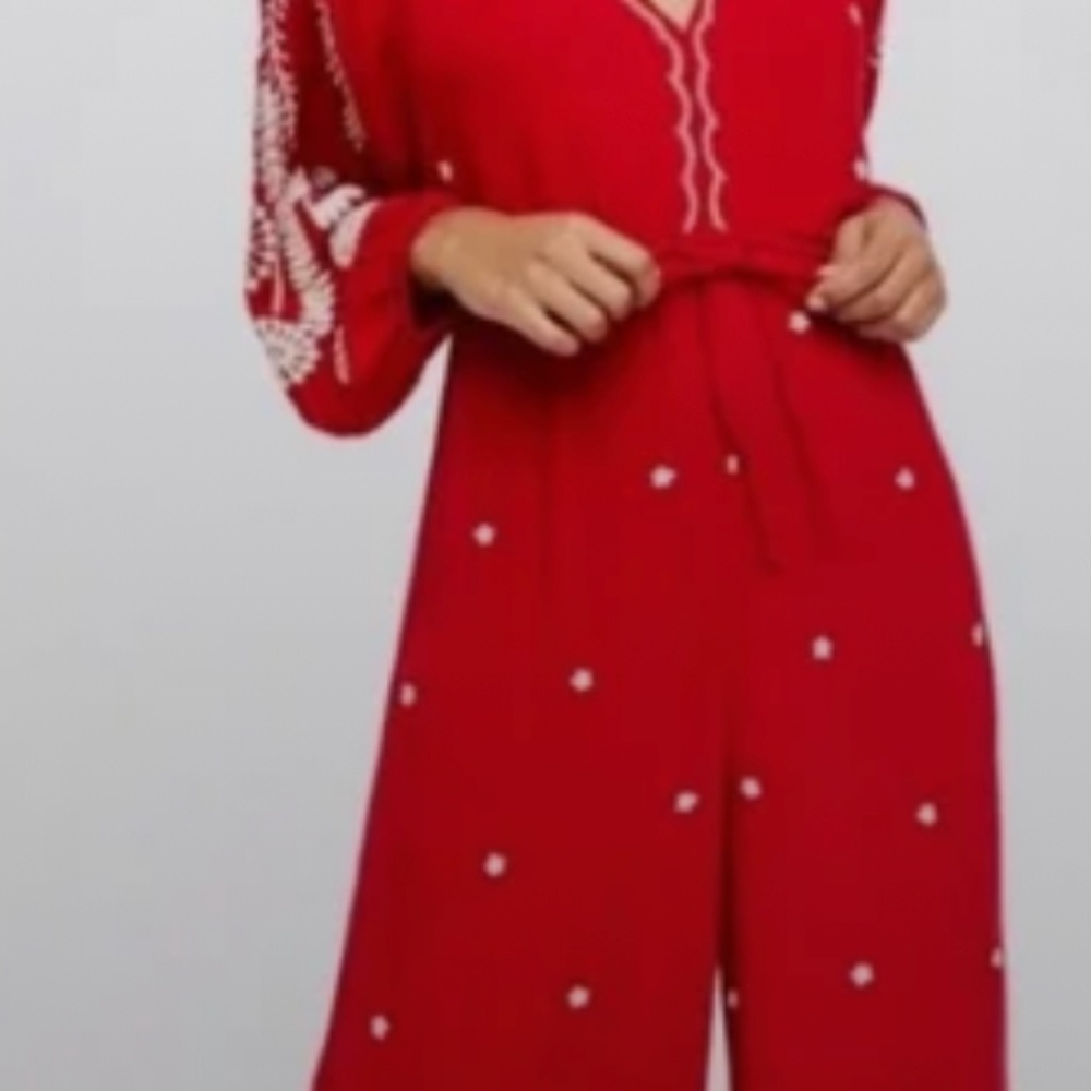 Free People Red Embroidered Jumpsuit Size S NWOT - SOLD OUT ONLINE